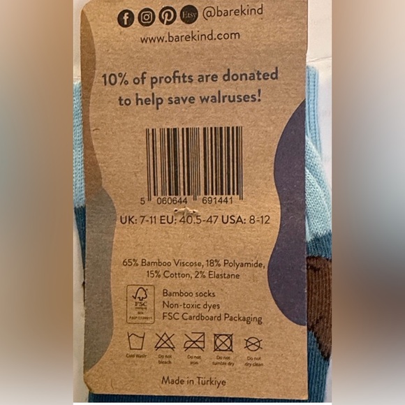 Bare Kind Socks Unisex Set of 4 pairs Wallaby, Walrus, Tigers, Eagle - Picture 6 of 8